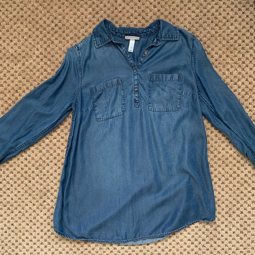 Denim 1/4 button shirt